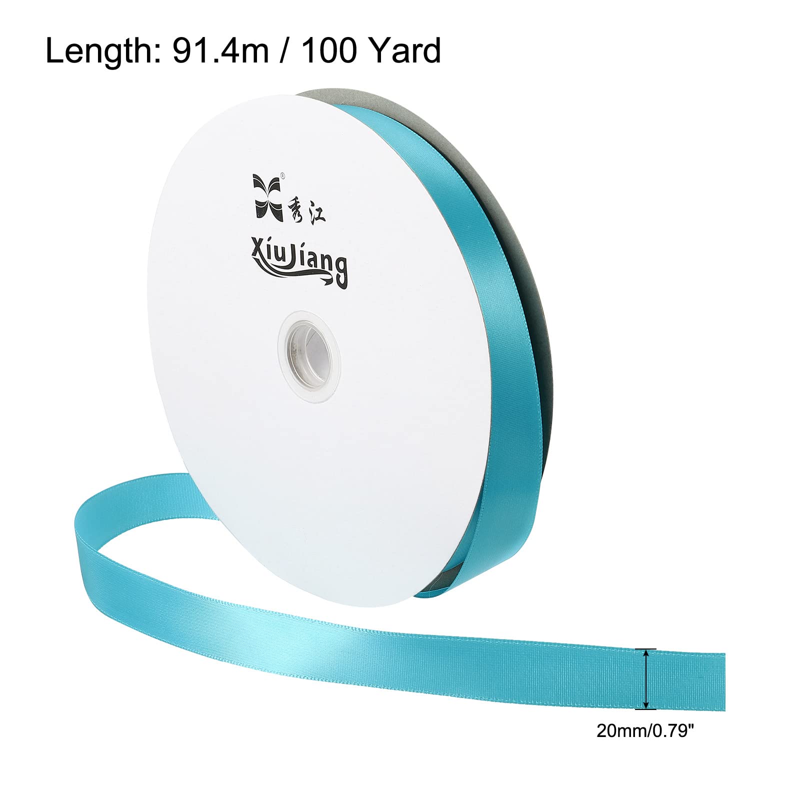sourcing map ruban satin 20mmx91,4m bleu bleuet double face