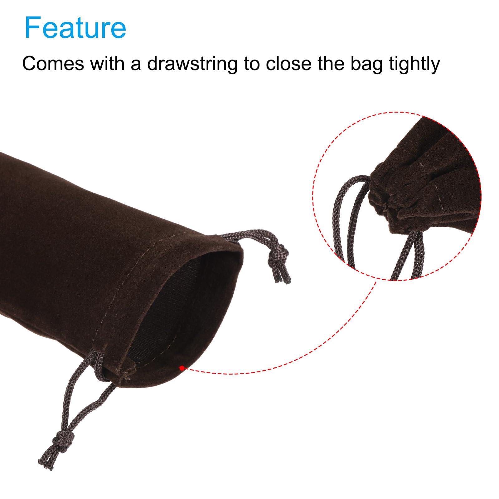 Sourcing Map Pochette Microfibre Cordon 5 pcs Marron 25x10