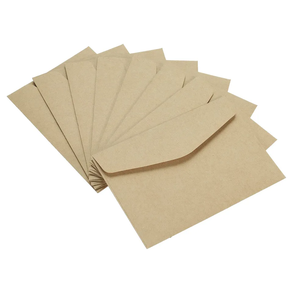 sourcing map Mini Enveloppes Marron 100 pcs 8,2x11,5cm papier