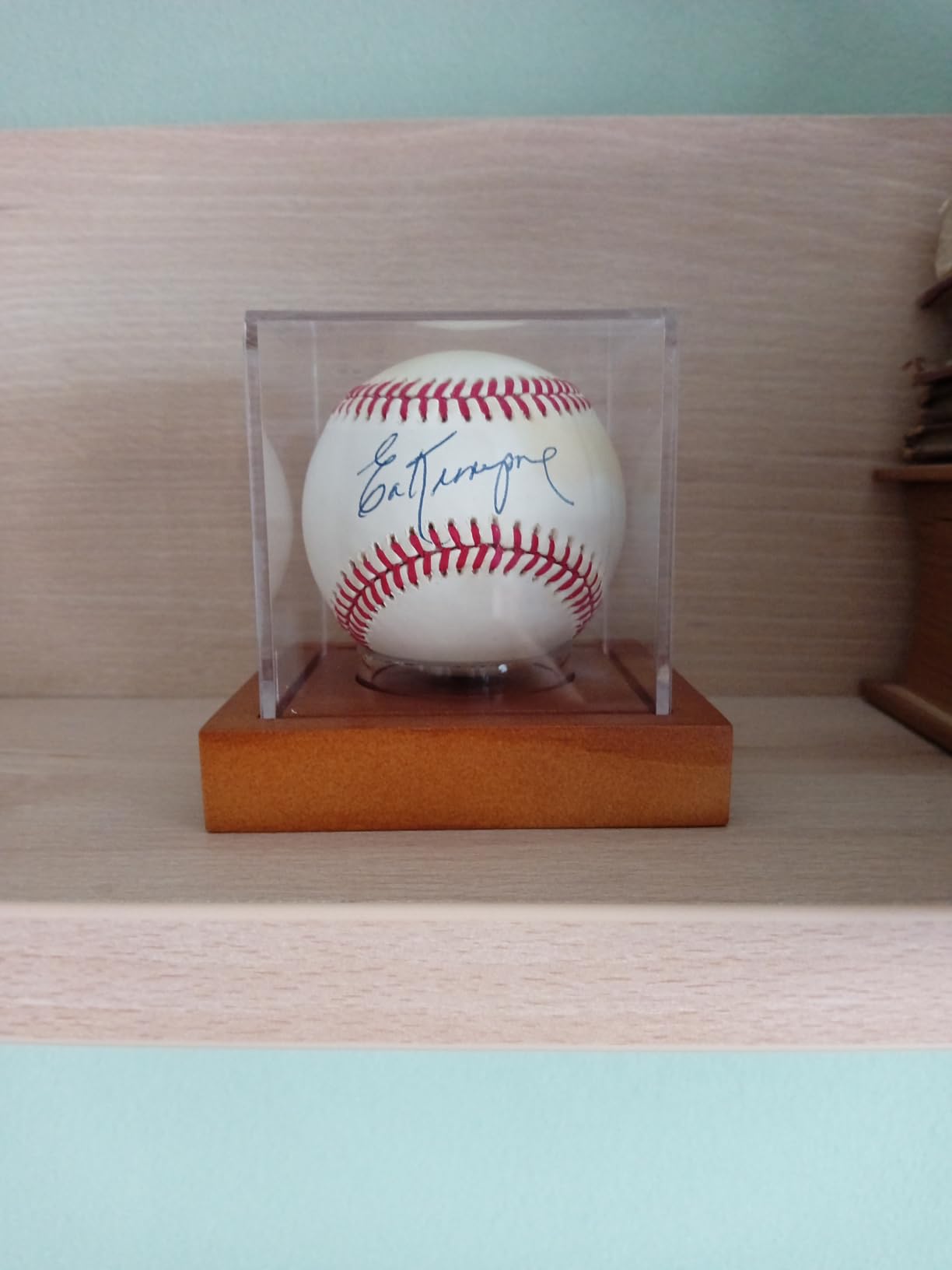 Sourcingmap Vitrine balle baseball acrylique socle bois 8 cm