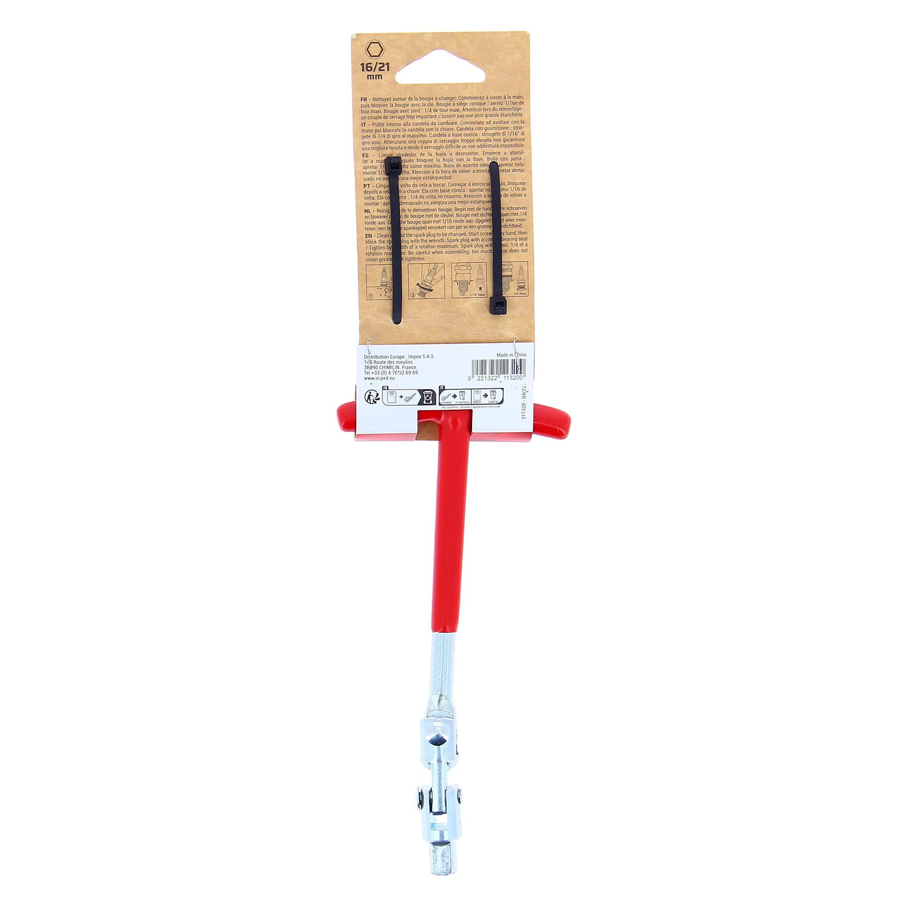PRECISION STEEL Outils d'allumage clé bougie 16-21mm articulée