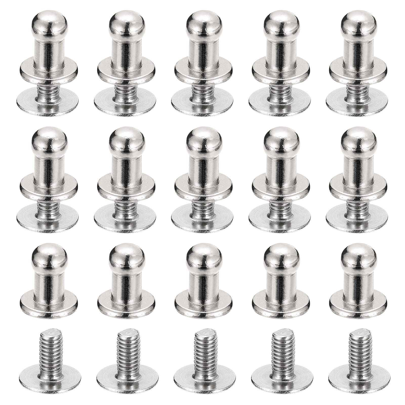 Sourcing Map Rivets vis cuir argenté 4 mm lot 15 maroquinerie