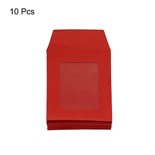 sourcing map enveloppe à fenêtre rouge 8x6 cm lot de 10