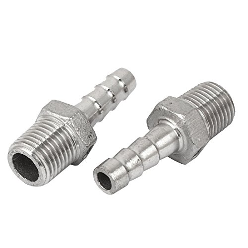 Sourcingmap Industrial Raccord Cannelé BSP 1/4 8mm Lot 2 Inox