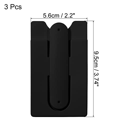 sourcing map Porte-carte adhésif téléphone silicone noir x3