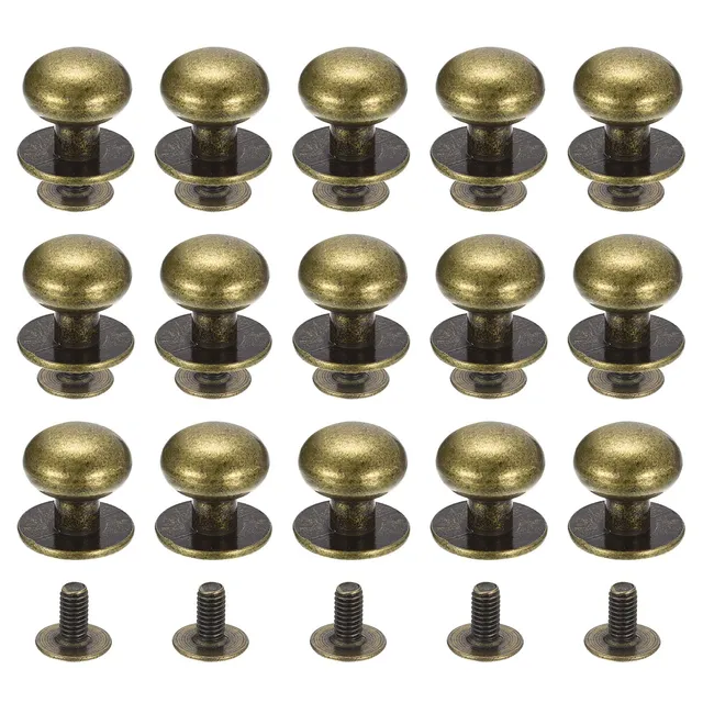 Sourcing Map 12mm Rivets à Vis Cuir Bronze 15 Pcs