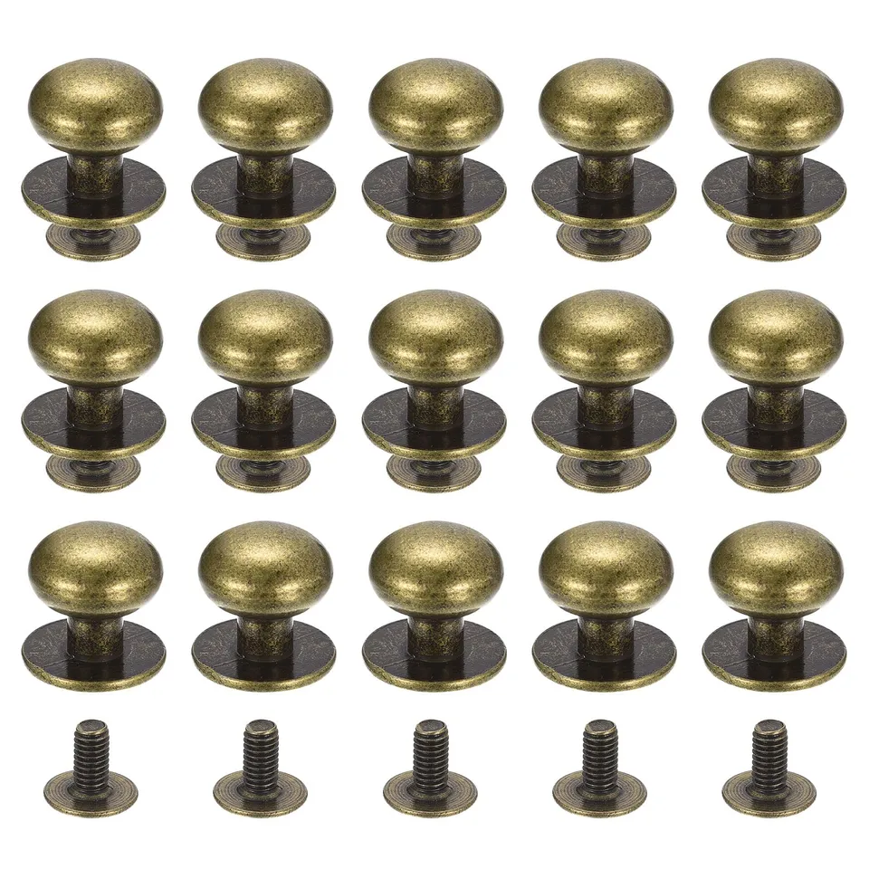 Sourcing Map 12mm Rivets à Vis Cuir Bronze 15 Pcs
