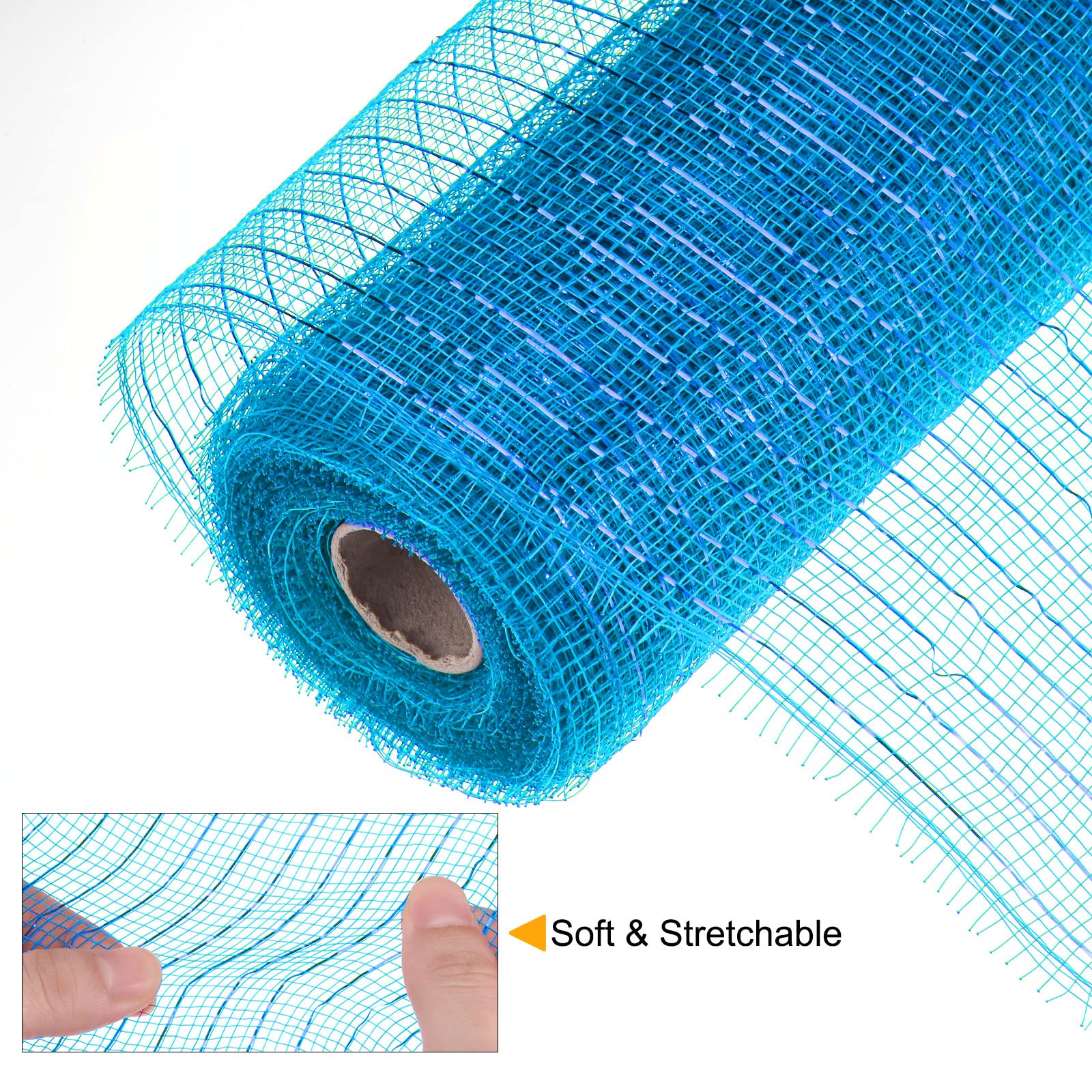 sourcing map Toile jute PP turquoise 26cm x 10 yards clinquant