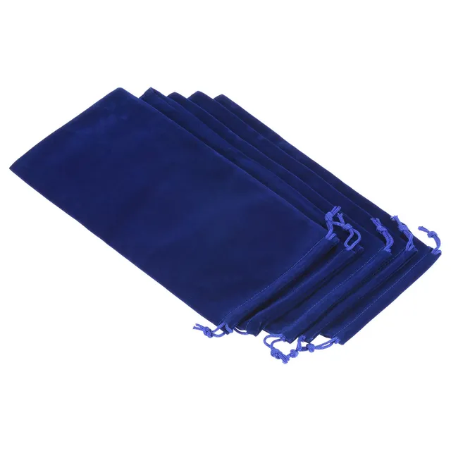 sourcing map pochette microfibre 30x15cm lot 5 bleu foncé cordon