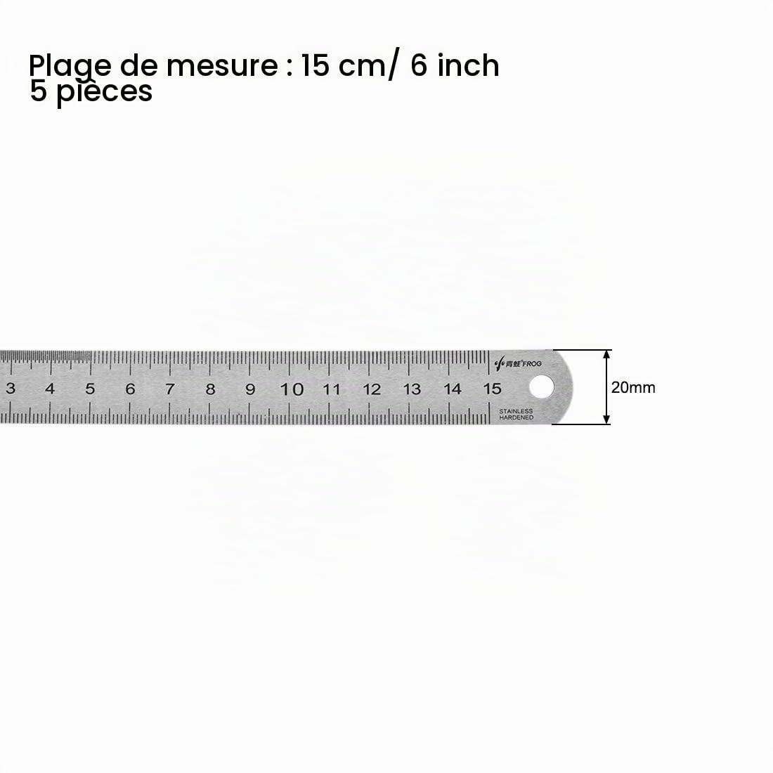 SOURCINGMAP Règle inox 15cm graduée trou suspension lot 5