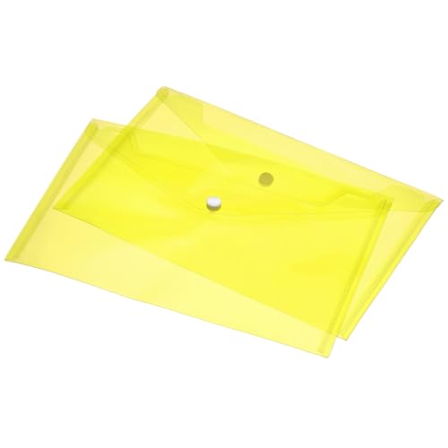 Sourcingmap chemise A4 bouton jaune transparente PP