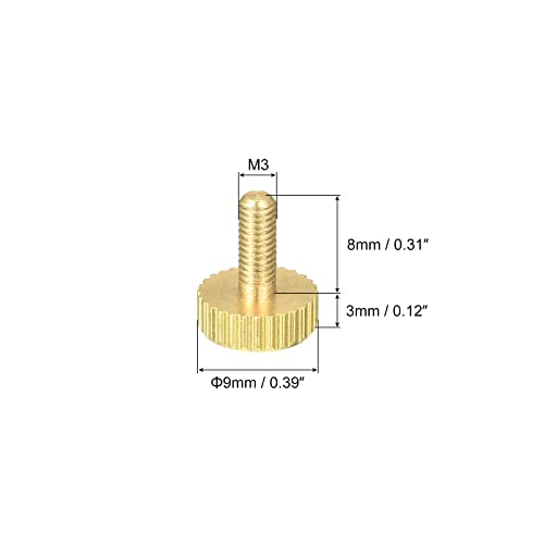 sourcing map M3x8mm vis moletée laiton lot de 10 sans outil