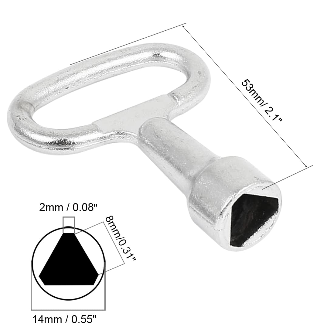 sourcing map clés triangle 8mm métal argent 53mm 2pcs