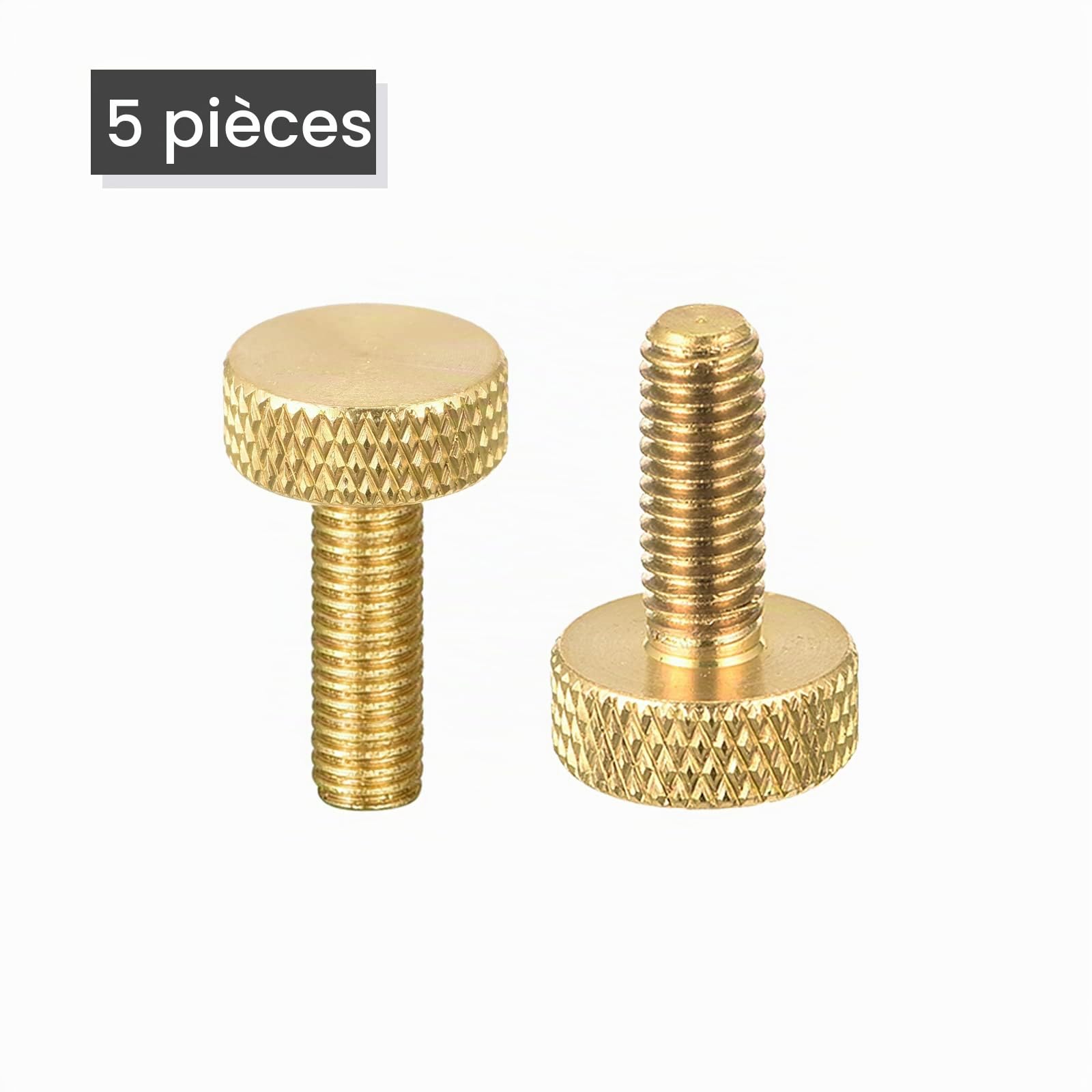 sourcing map vis moletée laiton M5 12 mm 5 pcs fixation