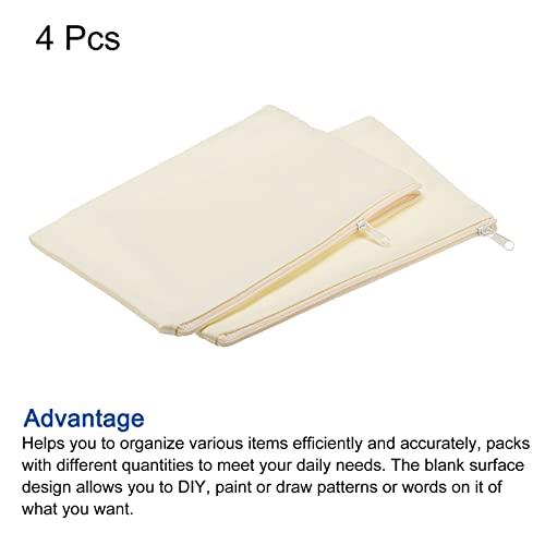 sourcing map Pochette Toile 20x14cm Beige Lot de 4
