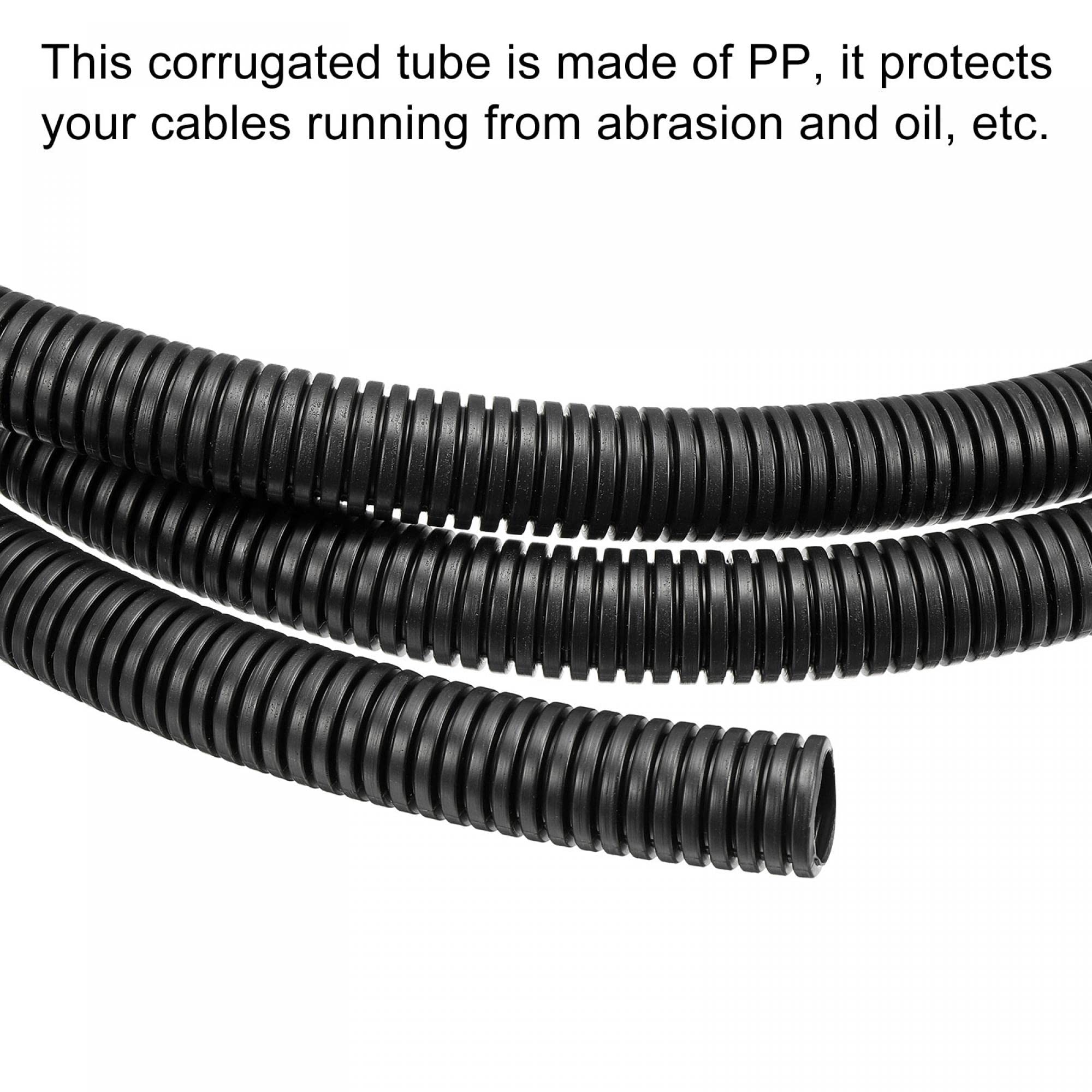 sourcing map gaine câble tube ondulé PP 6,5 mm noir 3 m + 2 m