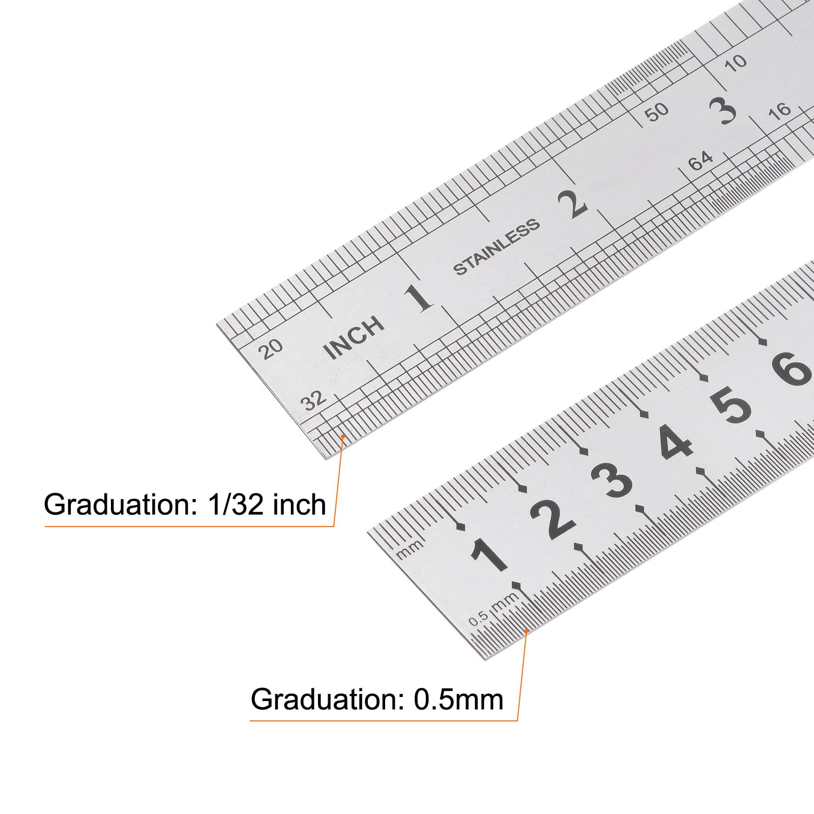 sourcingmap Industrial règles inox 30-60 cm lot de 4