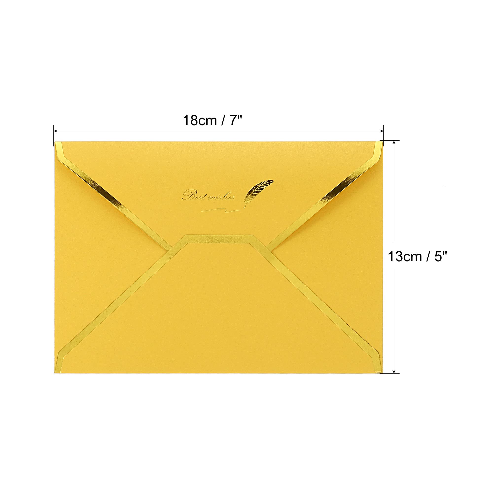 Sourcing Map 10 Enveloppes B6 Jaunes Rabat V Bord Doré