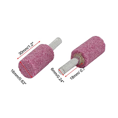 sourcing map meules tige 6mm cylindre 16x30mm rose 12pcs