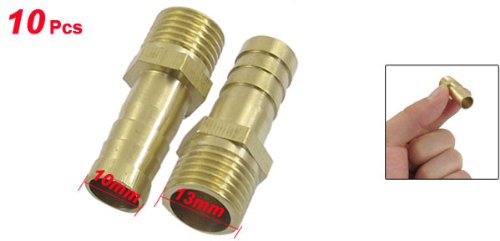 Sourcingmap Raccord cannelé laiton 10 mm 1/4" lot 10