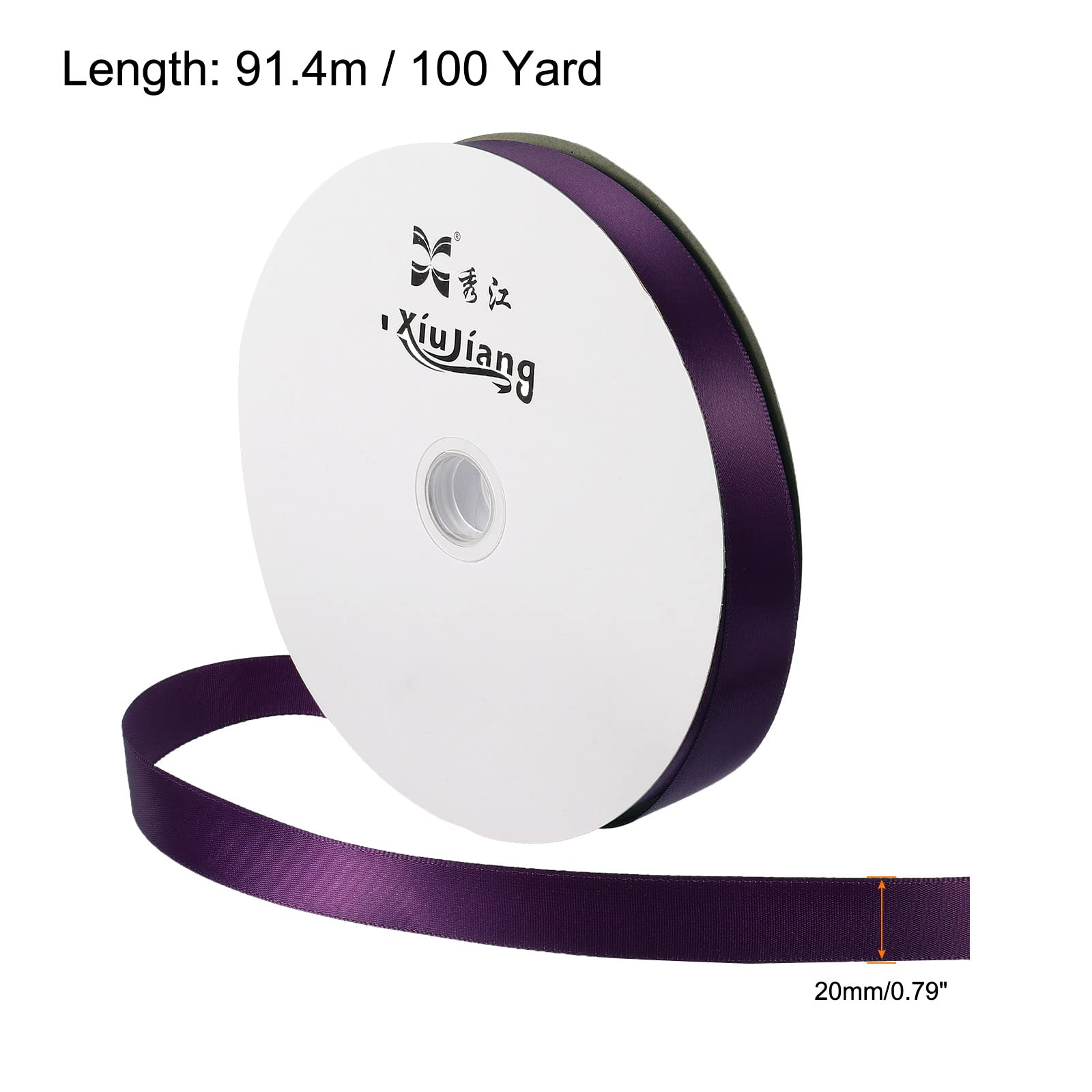 Sourcingmap Ruban Satin 20mm x 91,4m Violet Foncé Polyester