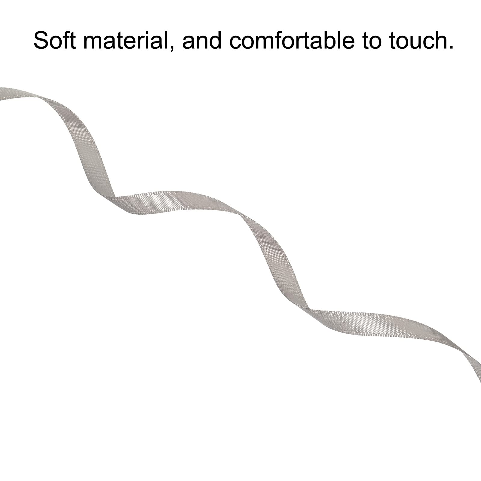sourcing map Ruban Satin Gris 7mm x 91,4m Rouleau Polyester