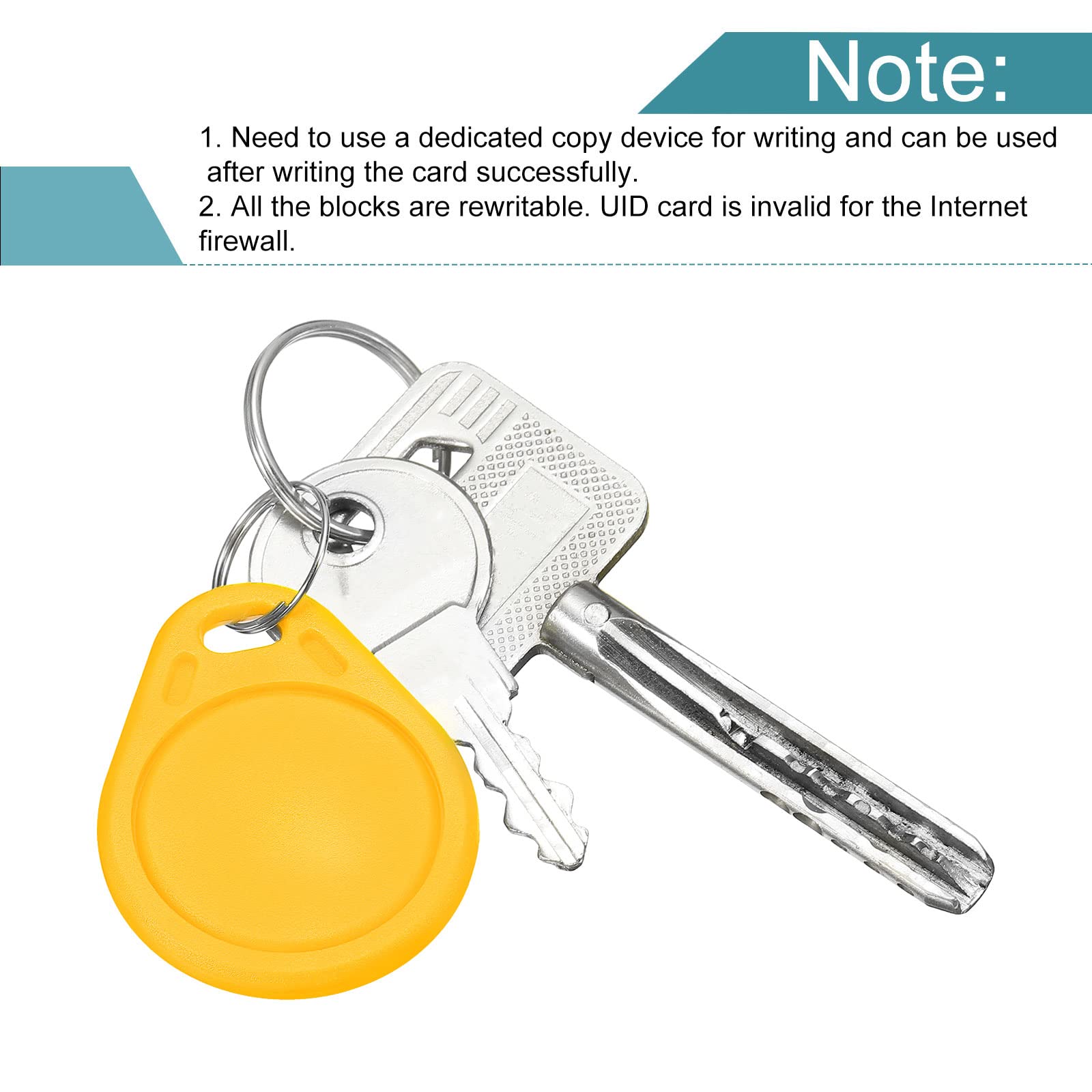 sourcing map UID porte-cles RFID 13,56 MHz jaune x5 copiable