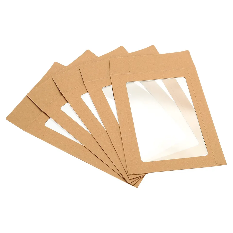 sourcing map 6 pouces enveloppes fenêtre marron 10 pièces 15,5x11,7cm