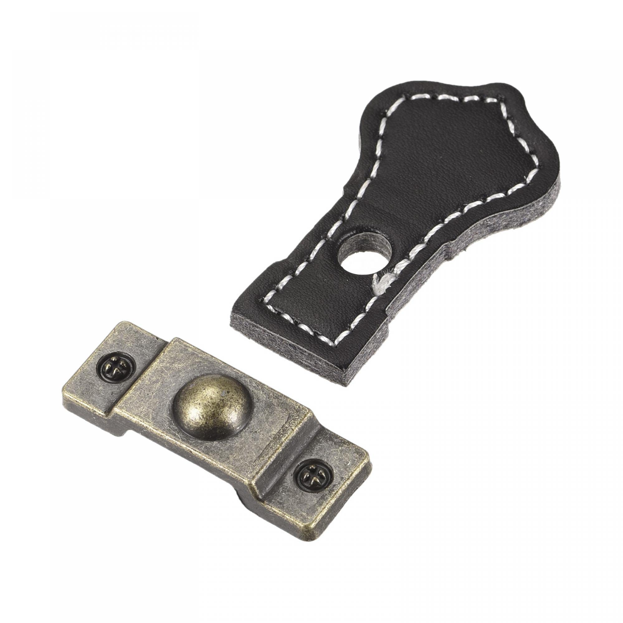 sourcing map Home poignée tiroir cuir noir 48 mm x4 + vis