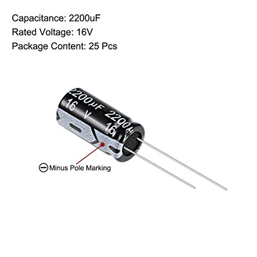 sourcing map Condensateur 2200uF 16V radial 25pcs
