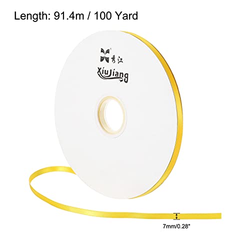 Sourcingmap Ruban Satin Jaune 7mmx91,4m Polyester