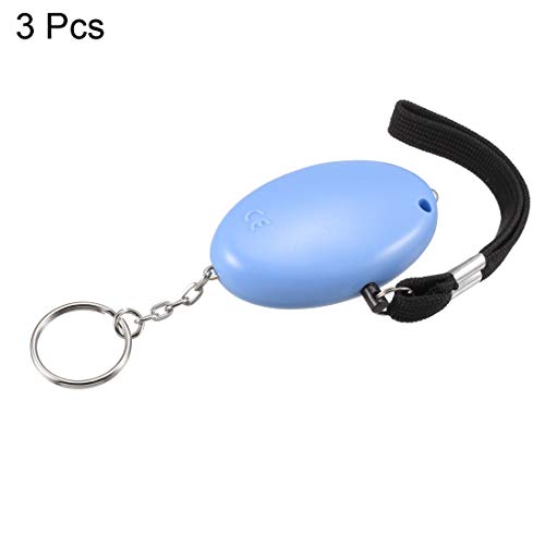 Sourcing Map Alarme personnelle porte-clés LED 130dB bleu clair lot 3