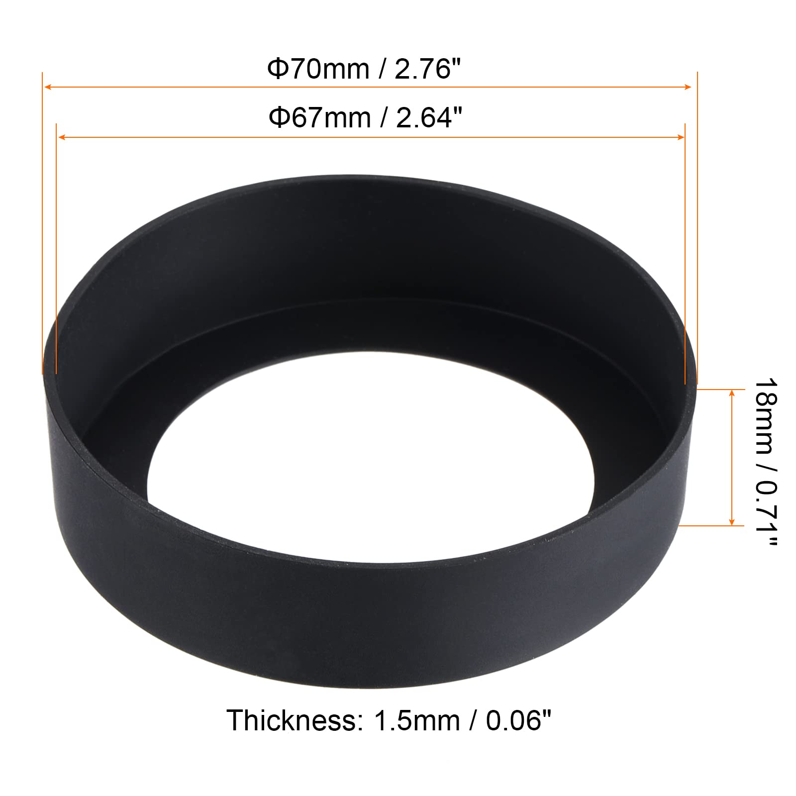 Sourcing Map Protège-bouteille silicone noir 67mm lot 4