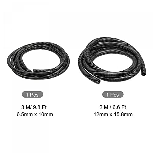 sourcing map gaine câble tube ondulé PP 6,5 mm noir 3 m + 2 m