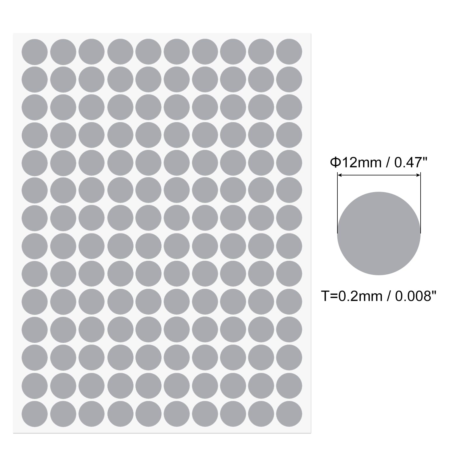 Sourcing Map Cache-vis PVC 12mm gris feuille 140 autocollants