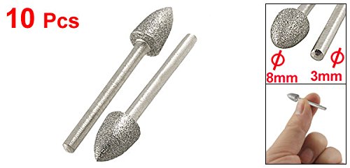 sourcingmap Pointe diamantée effilée 8 mm tige 3 mm 10 pièces