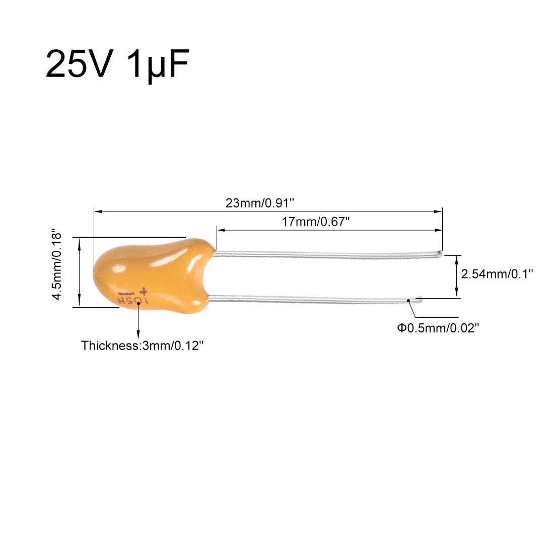 sourcing map 1uF 25V condensateur tantale 10 pièces radial