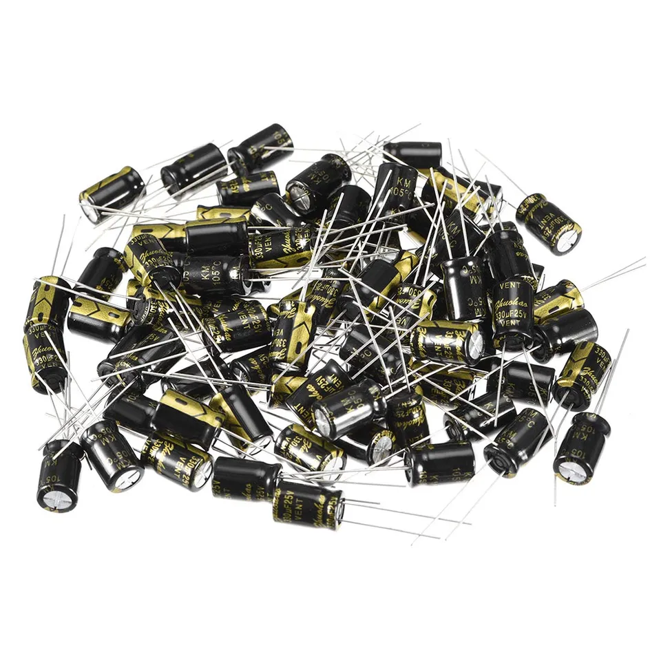 sourcing map 330uF 25V condensateur électrolytique 80pc 8x12mm