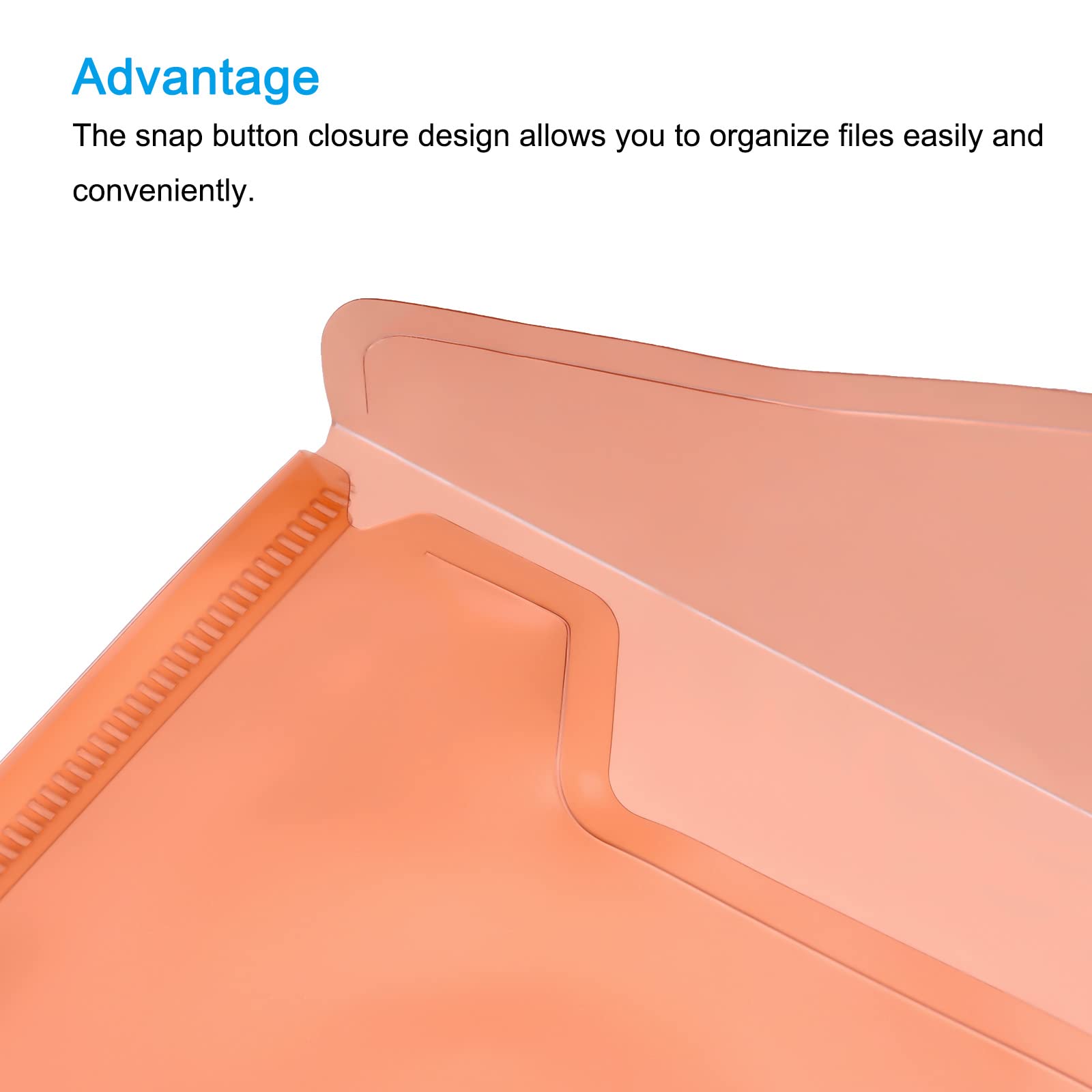 Sourcing Map pochette plastique A4 orange bouton lot 12 PP