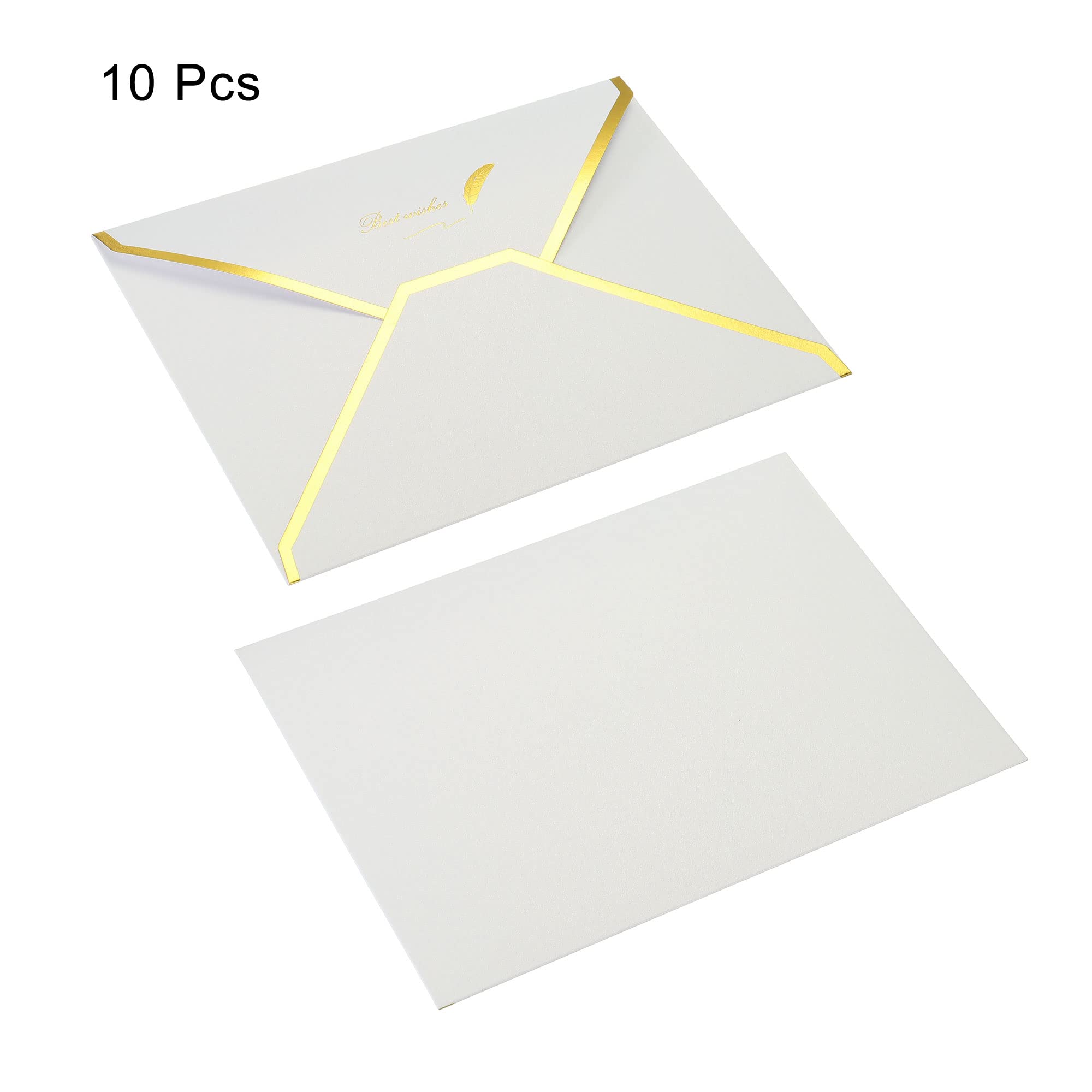 Sourcing Map 10 Enveloppes B6 Blanches Rabat V Bord Doré