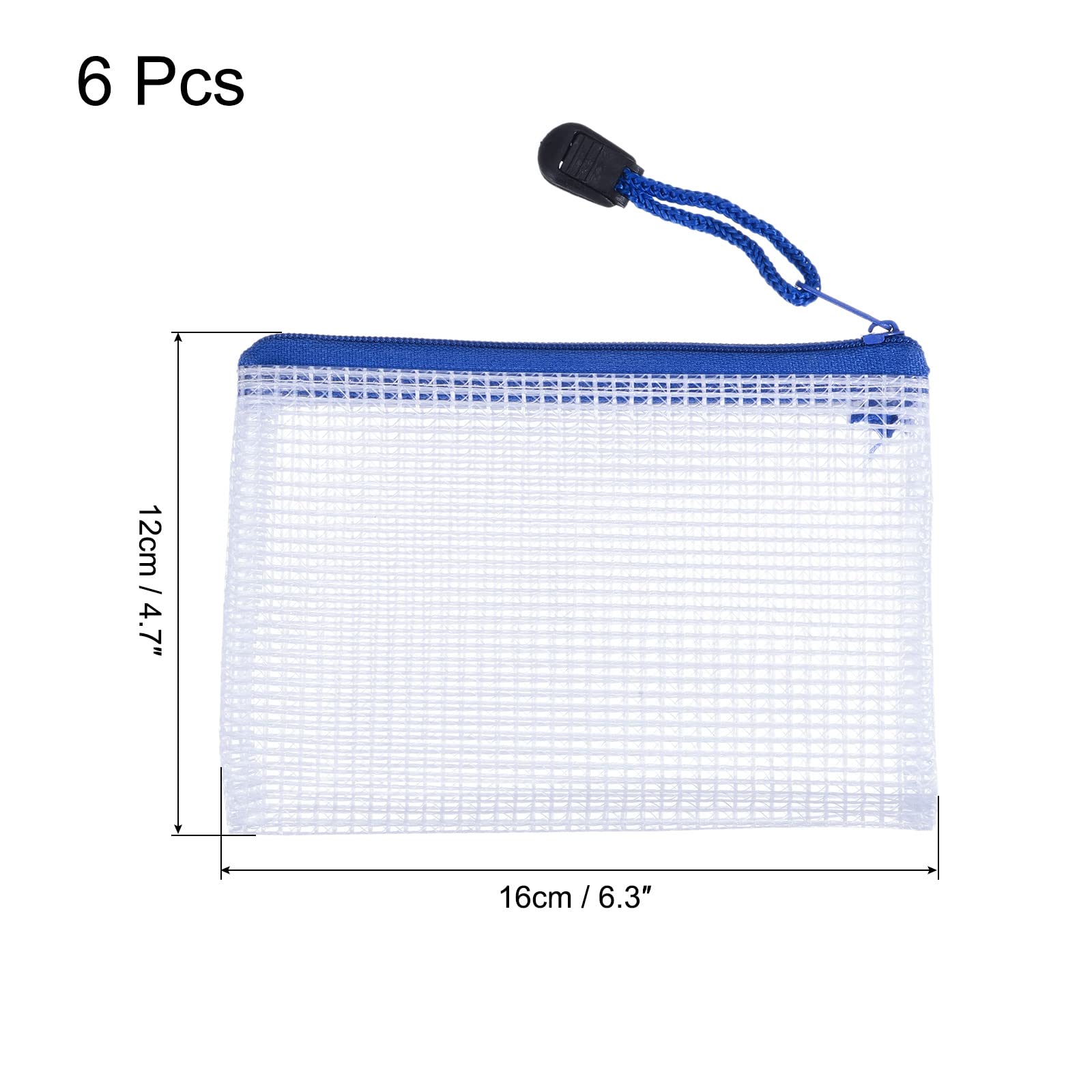 sourcing map Pochette A6 zippée blanche lot de 6 PVC