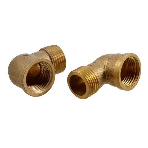 Sourcing Map Industrial raccord coudé laiton 1/2" x2 mâle femelle