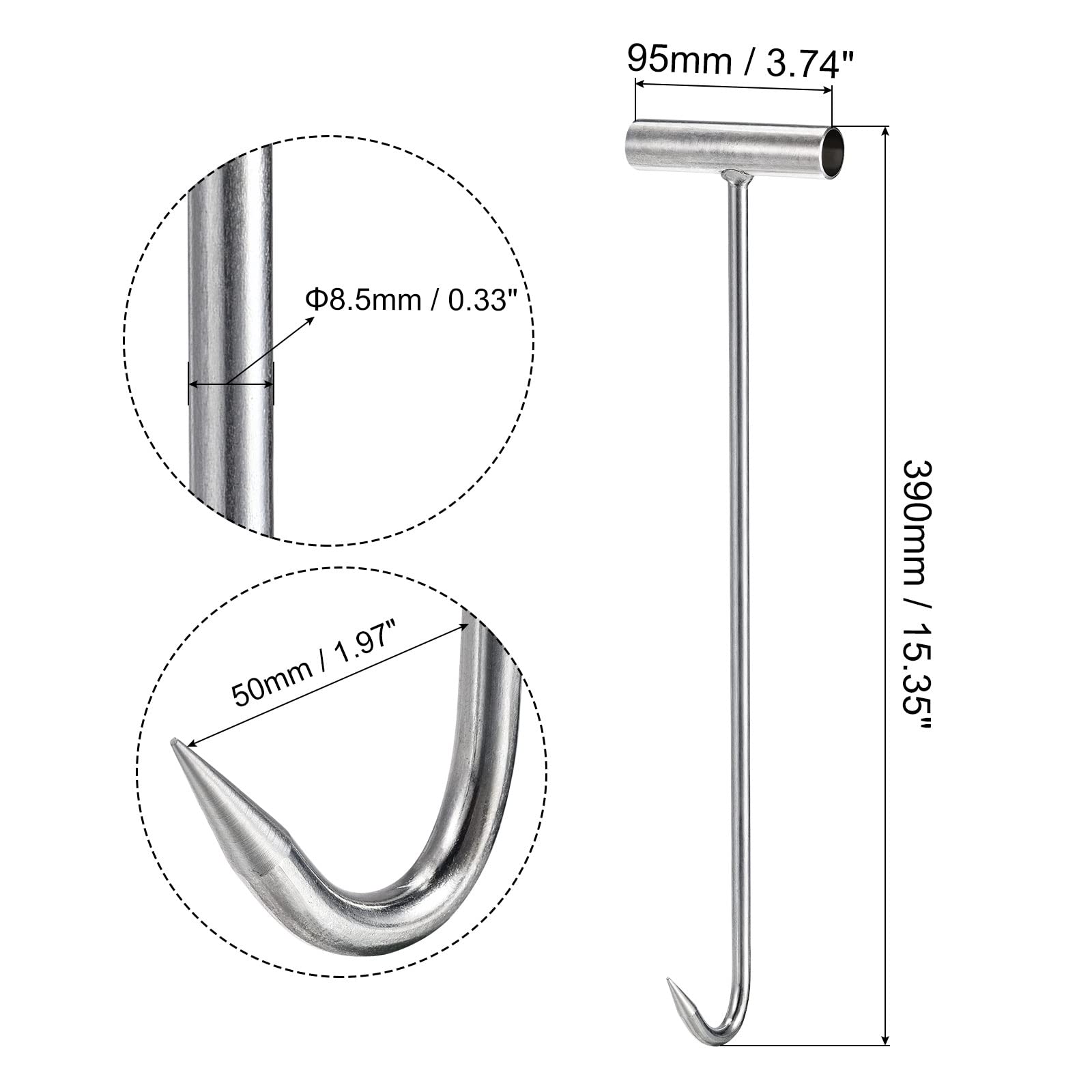 sourcingmap Home crochet viande inox 39 cm lot de 2