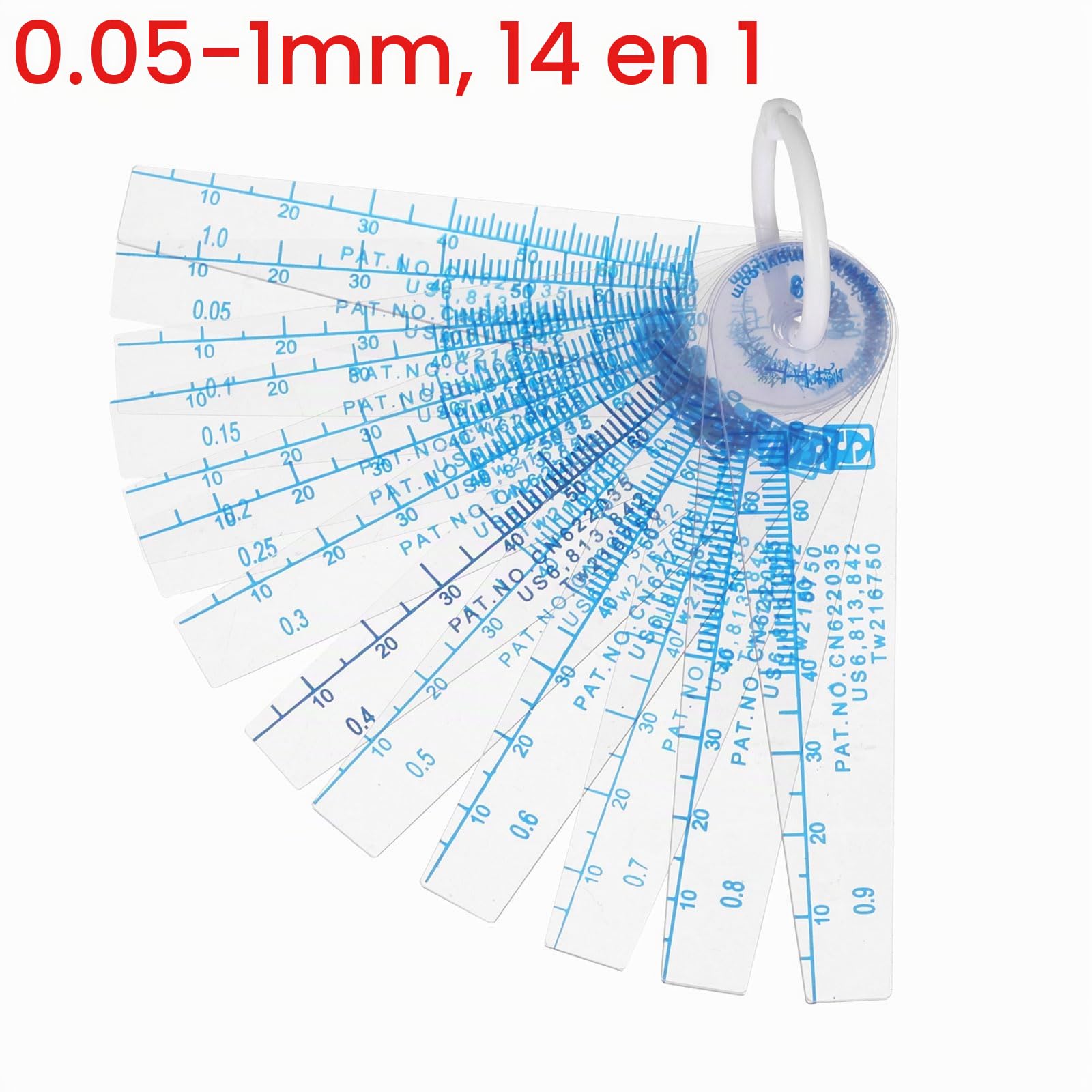 SOURCINGMAP jauge d’épaisseur plastique 13 lames 0,05-1 mm