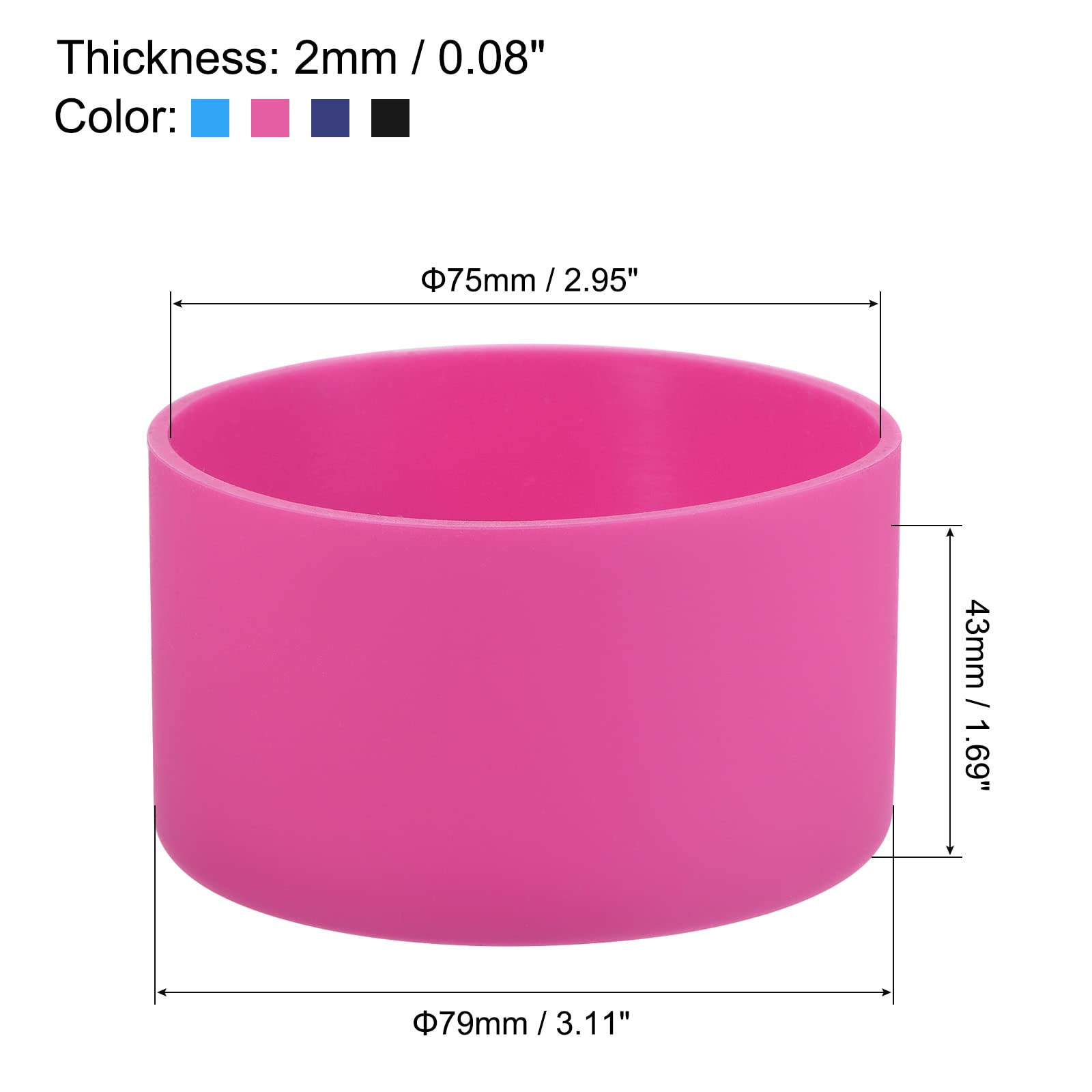 SOURCINGMAP Home & Garden protège-bouteille silicone 75mm 4 couleurs lot 4