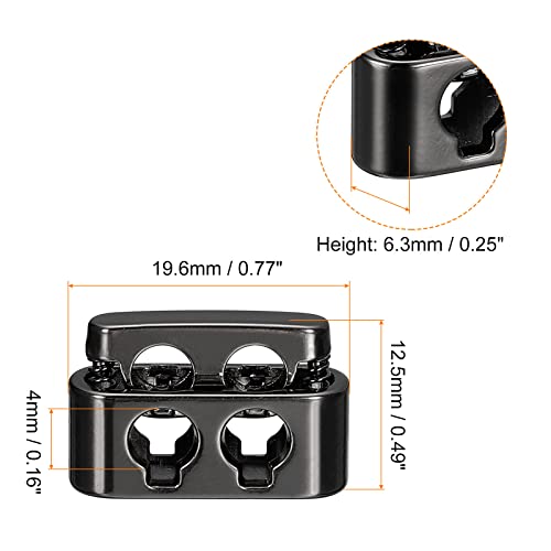 Sourcingmap Arrêt Cordon Métal Noir 19,6x12,5mm Lot 10