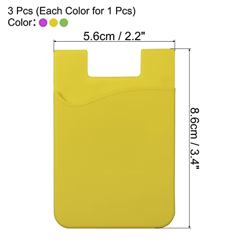 Sourcing Map Electronics Porte-Carte Téléphone Silicone Violet Vert Jaune x3