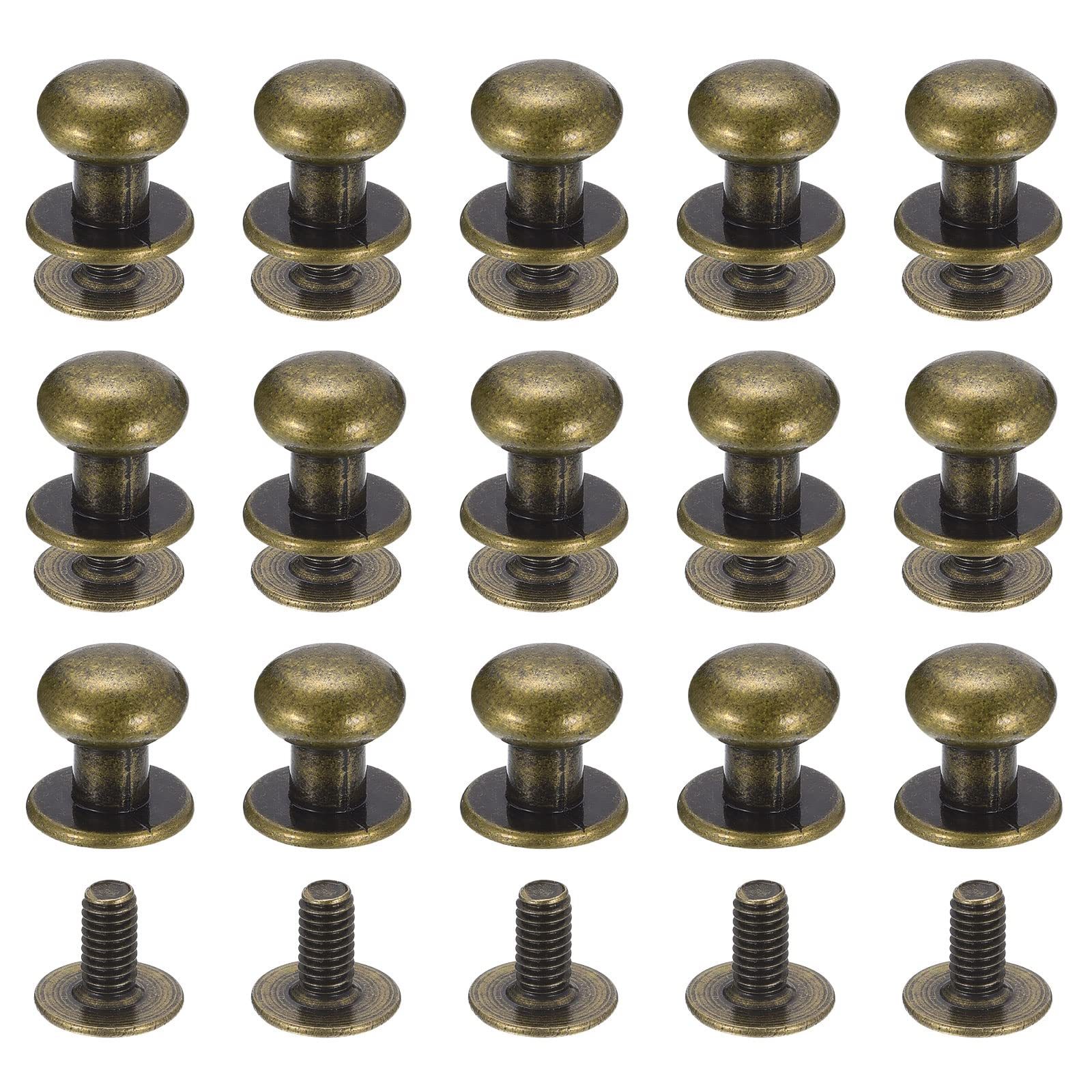 Sourcing Map Rivet Cuir Tête Ronde 8mm Bronzé x15