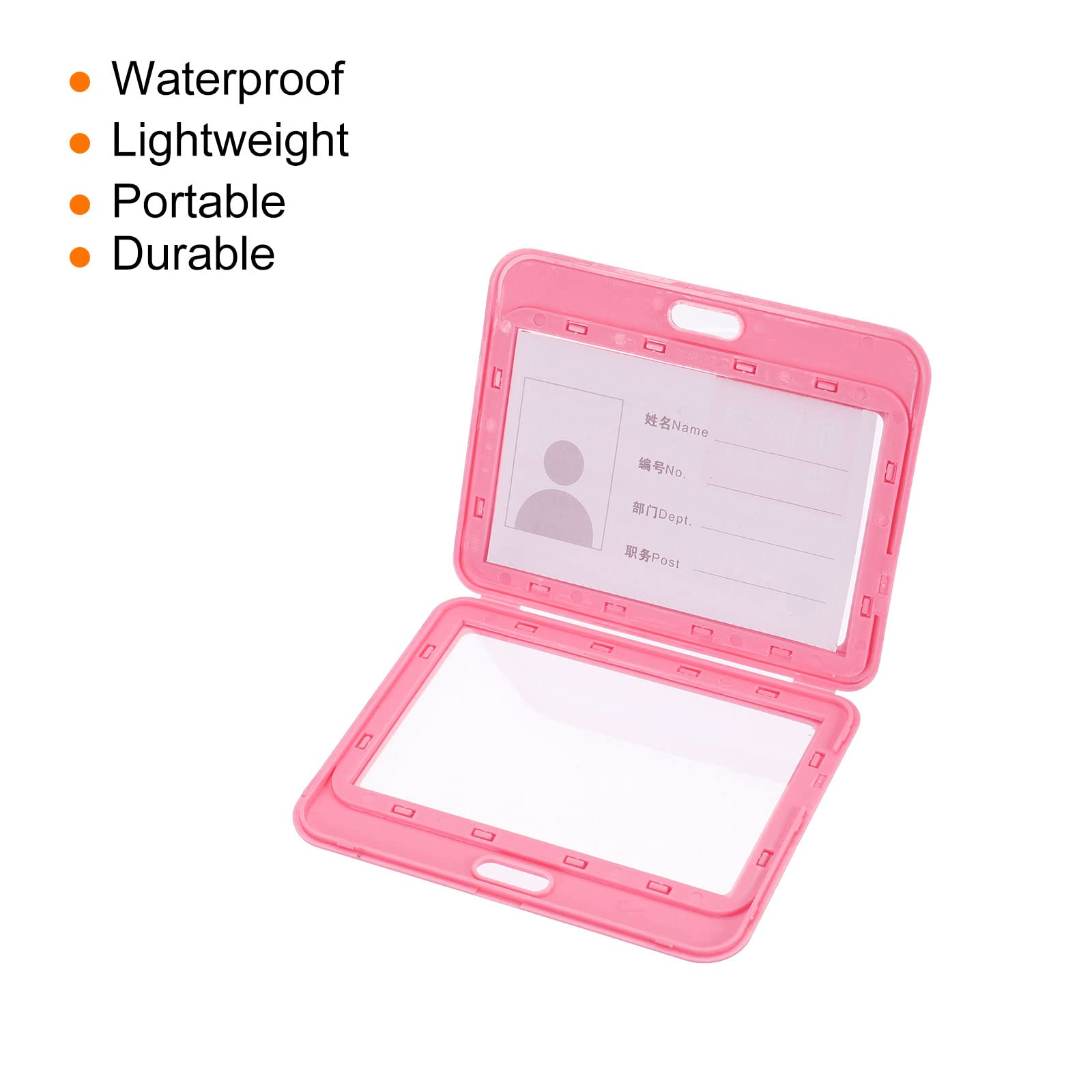 Sourcing Map Porte-Badge ID ABS Rose Horizontal avec Cordon
