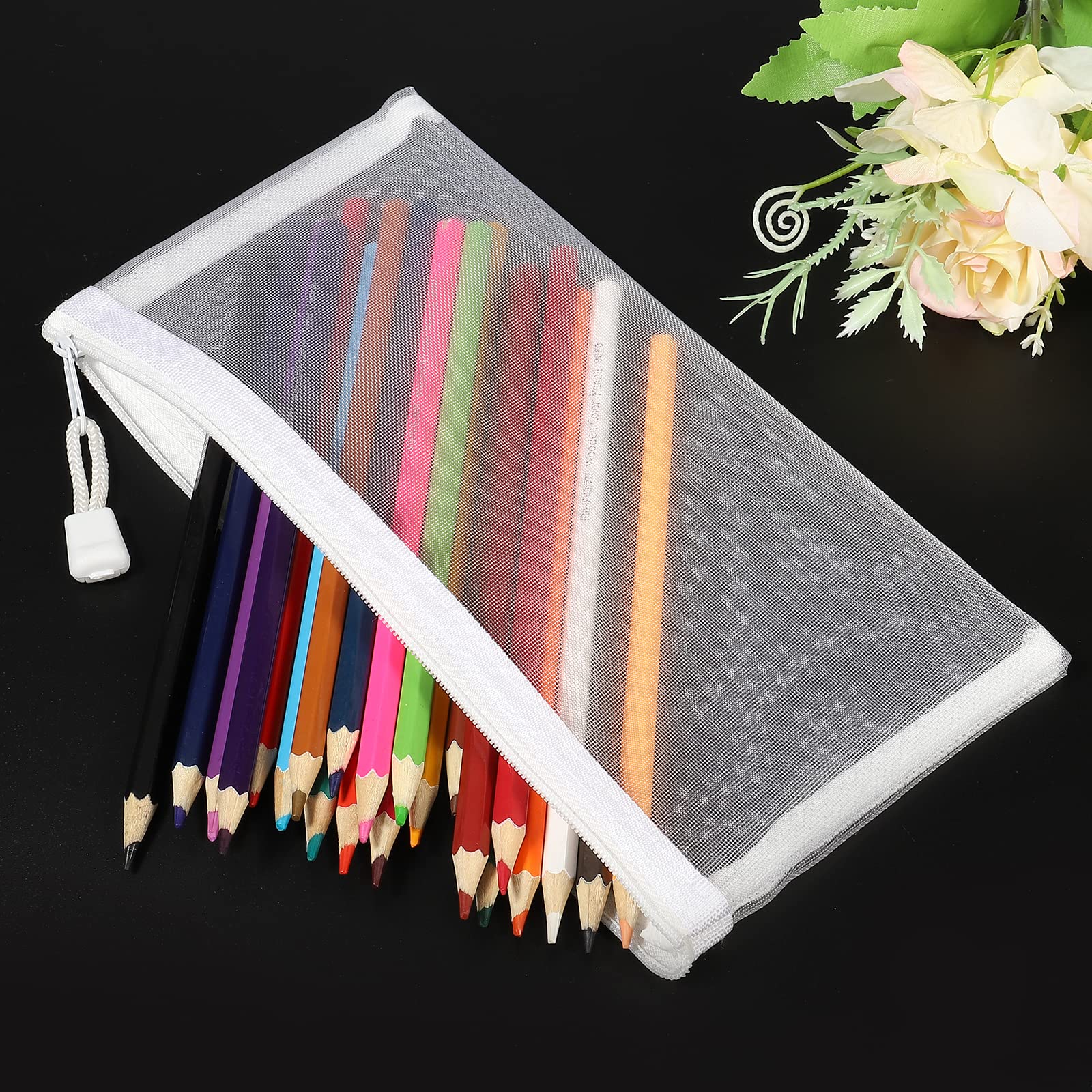 sourcing map B6 pochette maille zippée blanche lot de 6 nylon